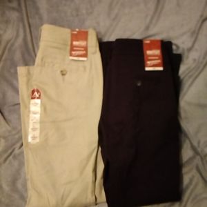 Lot Of 2 New Arizona Womens Pants 3 Short Casual Chino Black Tan Boot Cut